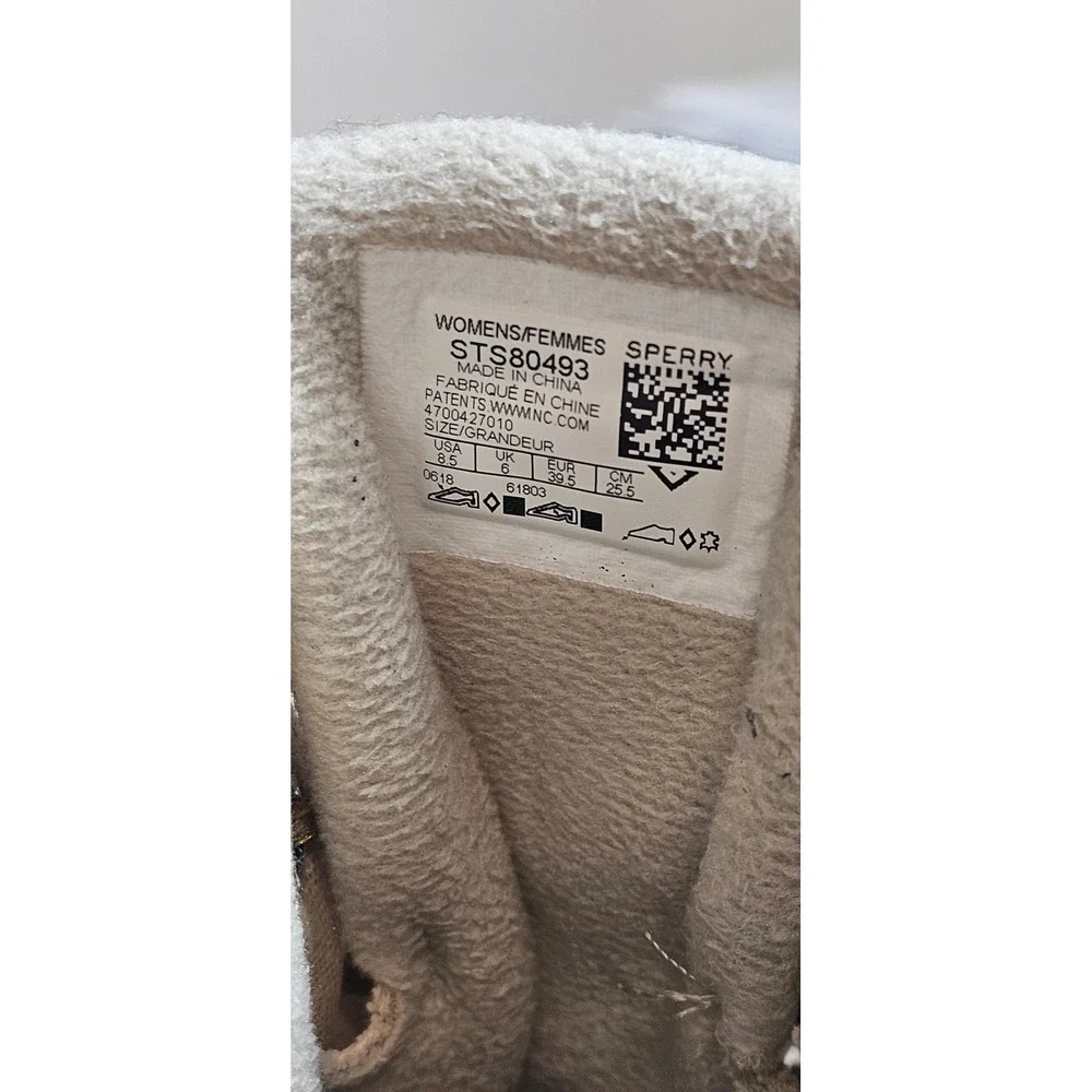 Sperry Saltwater Duck Boots Womens 8.5 Cream Tan Canvas Waterproof STS80493